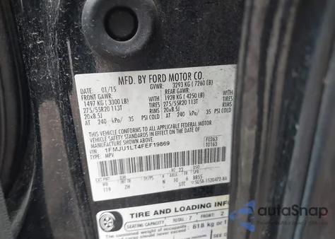 2015 Ford Expedition Platinum z USA, uszkodzony, nr VIN 1FMJU1LT4FEF19869